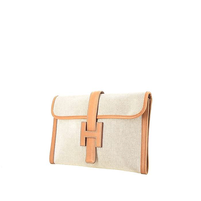 Hermes Jige pouch in beige canvas and gold Courchevel leather - 00pp