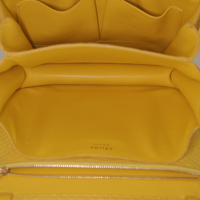 Céline Classic Box shoulder bag in yellow python - Detail D2
