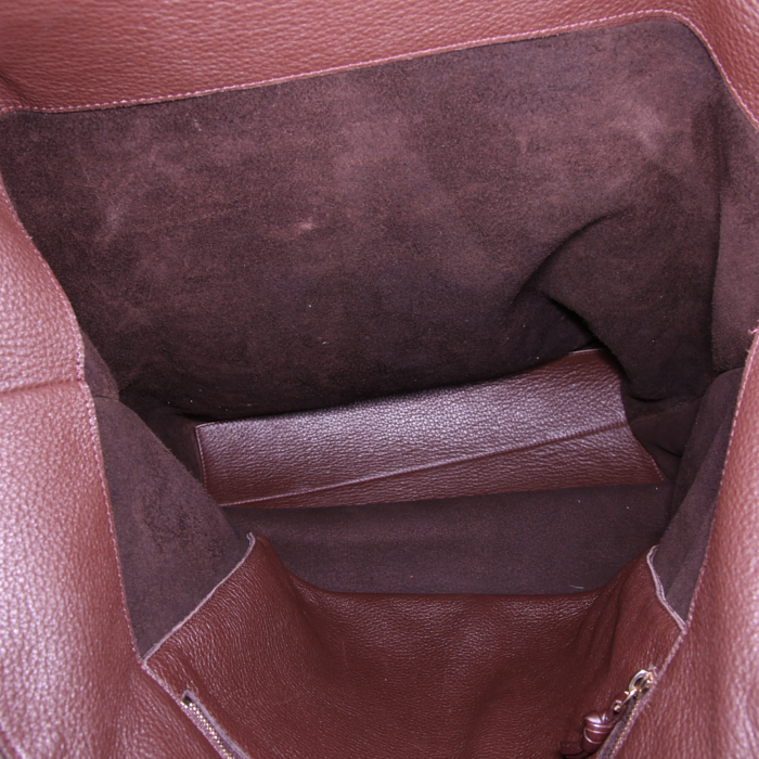 Bottega Veneta shopping bag in brown grained leather - Detail D2