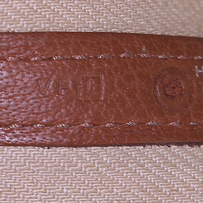 Sac cabas Hermès Garden Party en toile beige et cuir gold - Detail D4