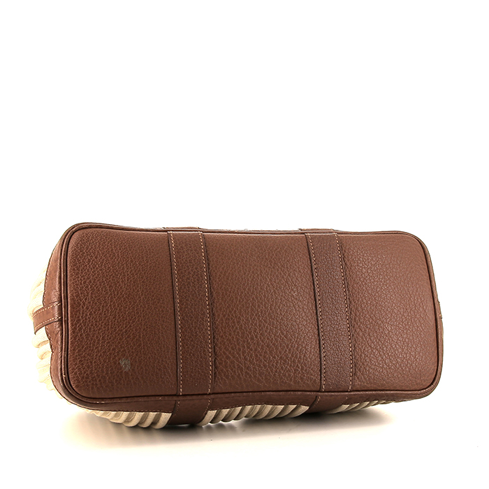 Bolso Cabás Hermès Garden Party en lona beige y cuero color oro - Detail D5