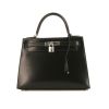 Hermes Kelly 28 cm handbag in black box leather - 360 thumbnail