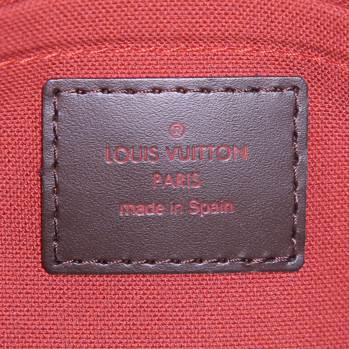 Borsa Louis Vuitton Ribera in tela cerata con motivo a scacchi ebano e pelle marrone - Detail D3