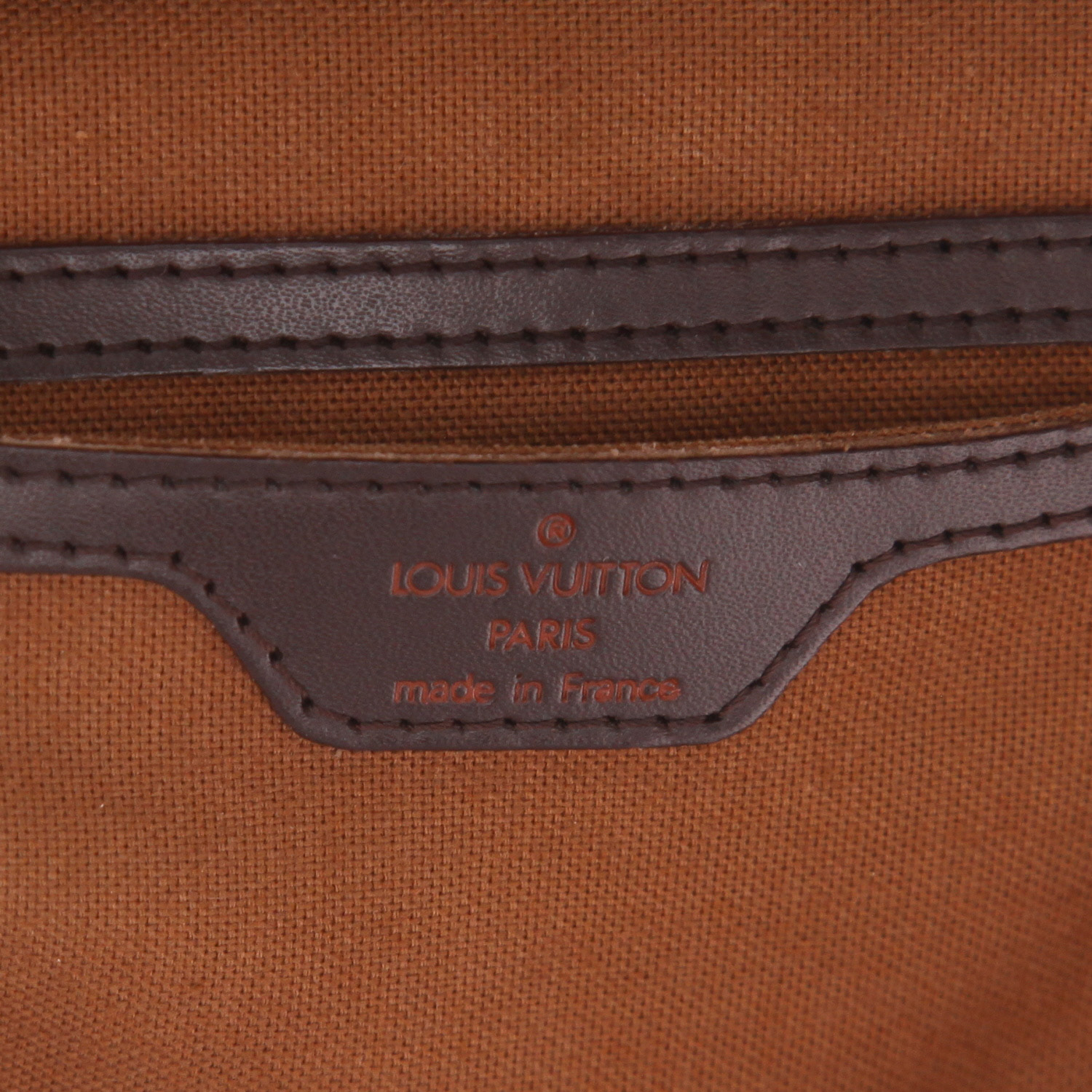 Sac à dos Louis Vuitton Soho en toile damier ébène et cuir marron - Detail D2