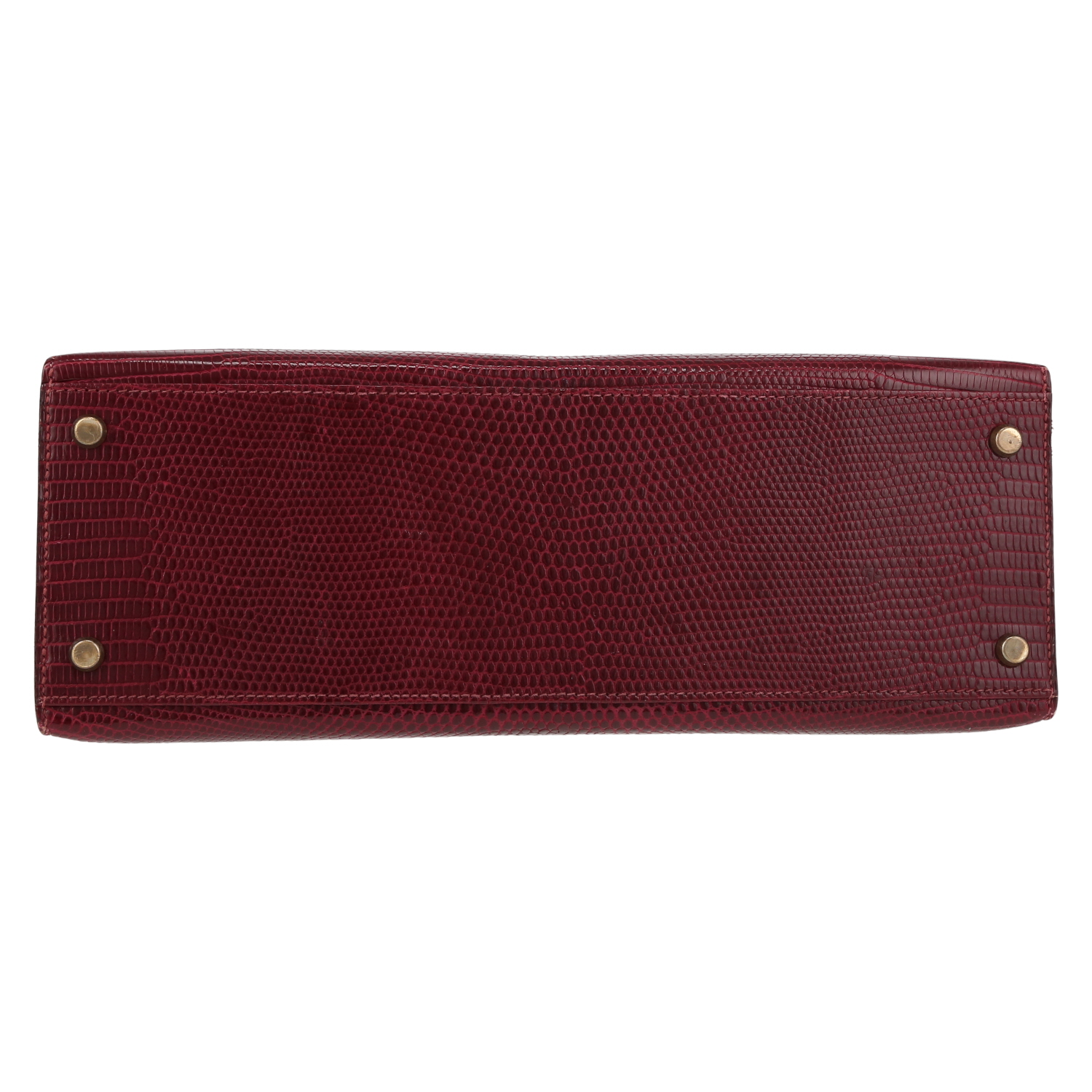 Sac à main Hermès  Kelly 32 cm en lézard rouge H - Detail D1