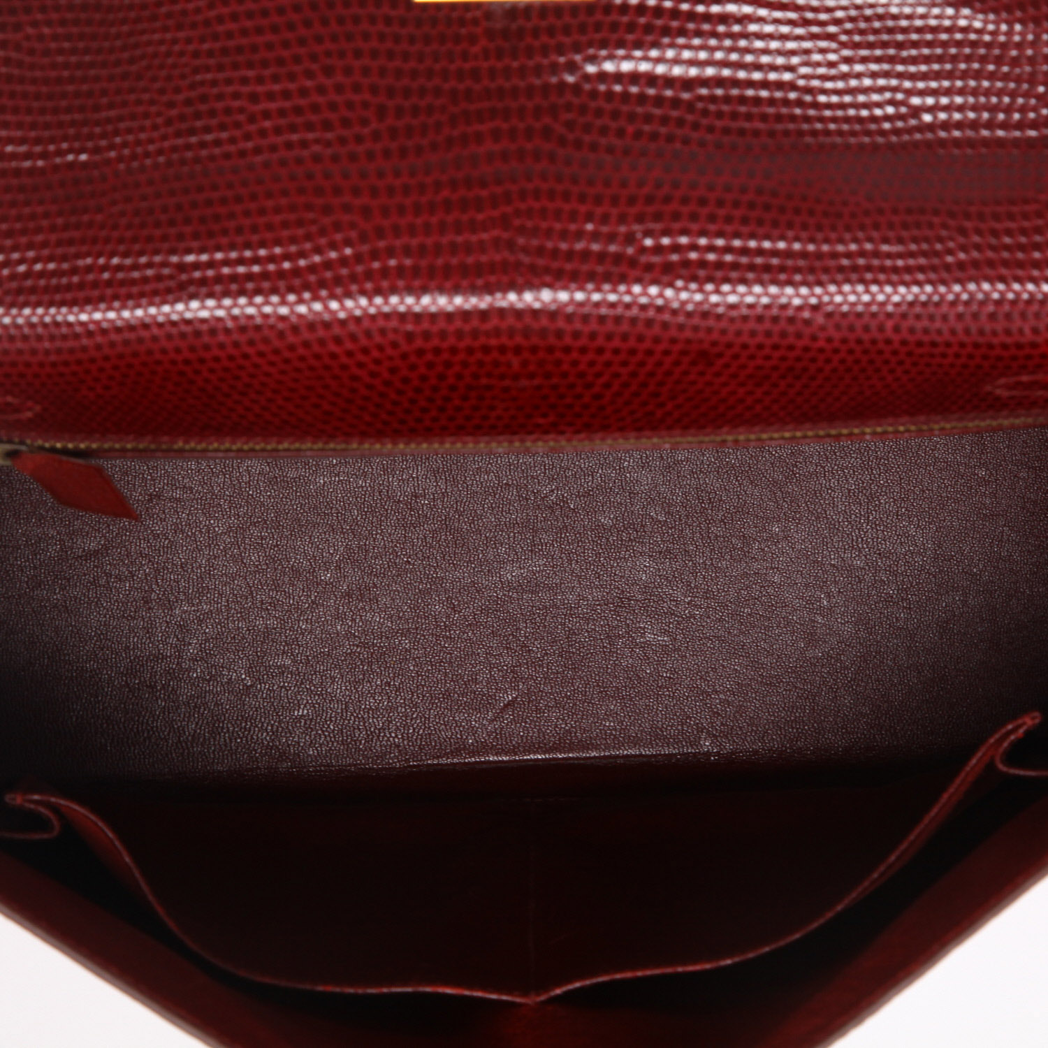 Hermès  Kelly 32 cm handbag  in red H lizzard - Detail D3