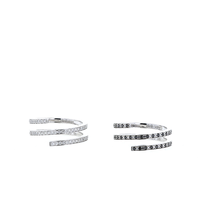 Mobile Dinh Van Duo Spirale ring in white gold, diamonds and black diamonds - Detail D1