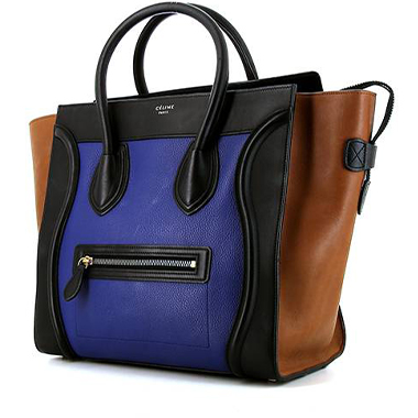Celine  Luggage Mini handbag  in blue, black and brown leather