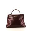 Hermes Kelly 32 cm handbag in burgundy box leather - 360 thumbnail