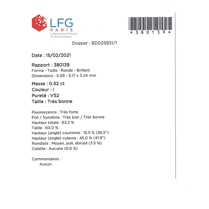 Collier solitaire en or blanc et diamant (0,52 carat) - Detail D2