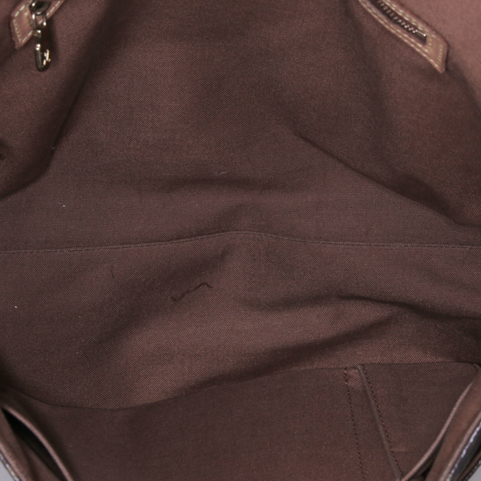 Borsa a tracolla Louis Vuitton Messenger in tela monogram marrone e pelle naturale - Detail D2