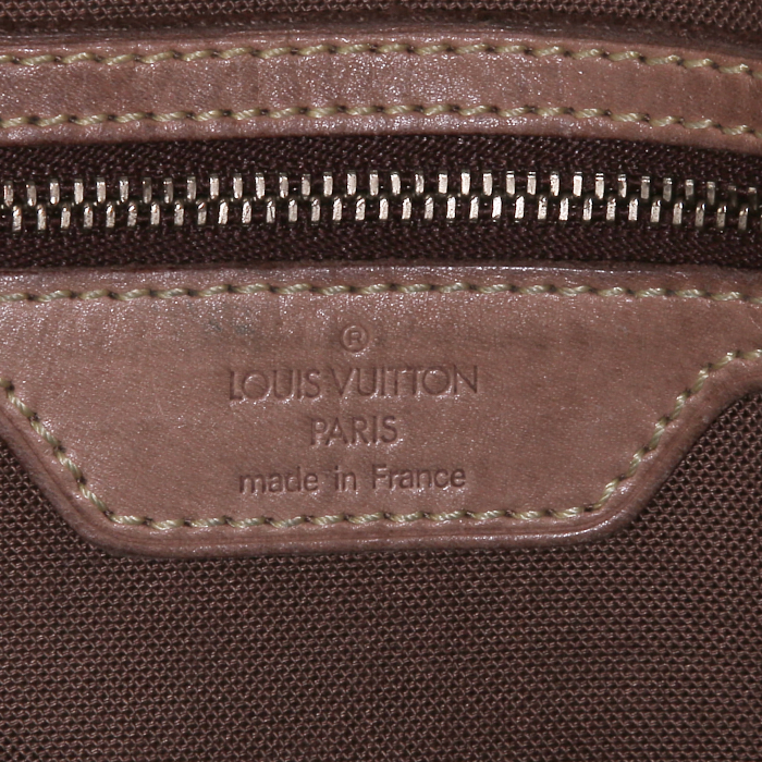 Sac bandoulière Louis Vuitton Messenger en toile monogram marron et cuir naturel - Detail D3