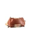 Burberry shopping bag in beige Haymarket canvas and brown leather - Detail D4 thumbnail