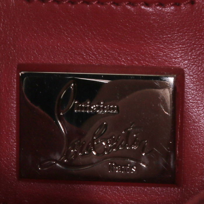 Borsa Christian Louboutin Paloma in pelle martellata bianca e pelle verniciata - Detail D4