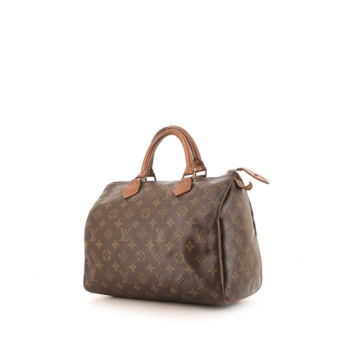 Louis Vuitton Speedy 30 handbag in brown monogram canvas and natural leather - 00pp