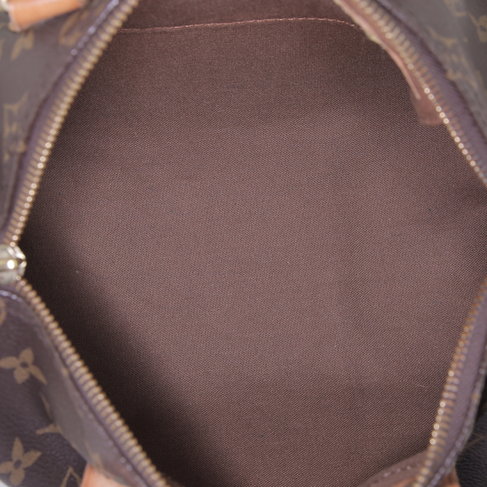 Bolso de mano Louis Vuitton Speedy 25 cm en lona Monogram marrón y cuero natural - Detail D2