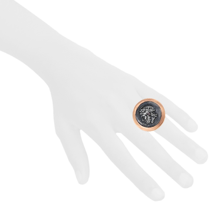 Bague Maison Auclert Tétradrachme en or rose mat et argent - Detail D1