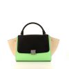 Celine Trapeze handbag in black, green and beige leather - 360 thumbnail