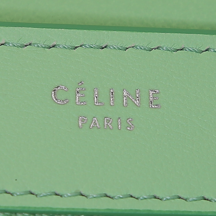 Celine Trapeze handbag in black, green and beige leather - Detail D4