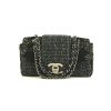 Chanel Editions Limitées bag worn on the shoulder or carried in the hand in blue, yellow and black tricolor jersey - 360 thumbnail