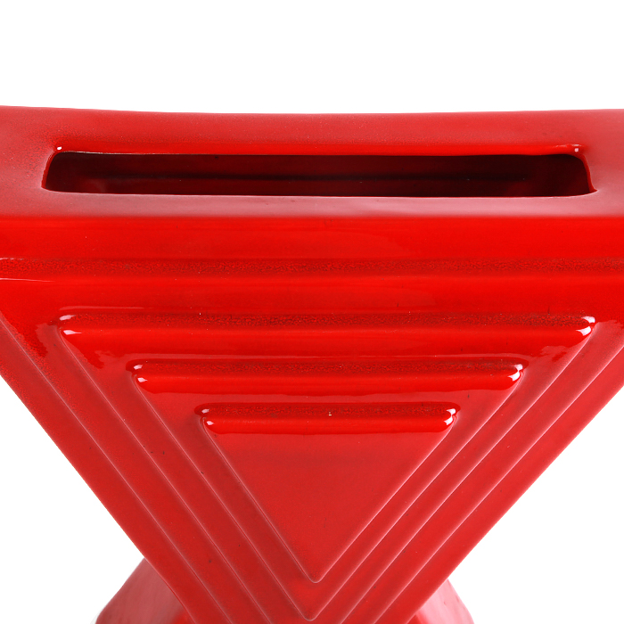Ettore Sottsass, rare vase sculpture "Y29" de la série Yantra pour Design Centre, en céramique émaillée rouge, signé, de la fin des années 1980 - Detail D1