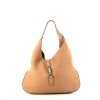 Gucci Jackie handbag in beige grained leather - 360 thumbnail