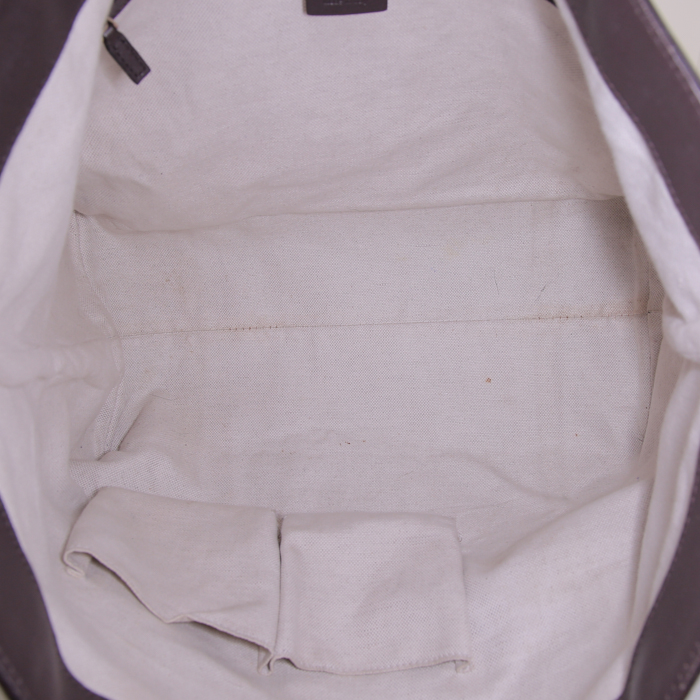 Shopping bag Gucci Gucci Vintage in tela monogram cerata marrone e pelle marrone - Detail D2