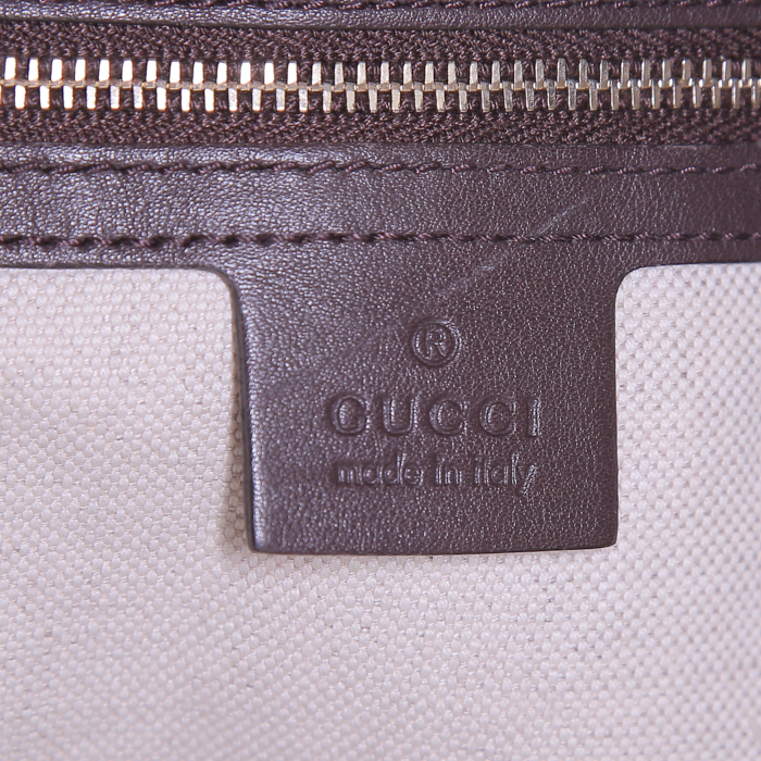 Bolso Cabás Gucci Gucci Vintage en lona Monogram revestida marrón y cuero marrón - Detail D3