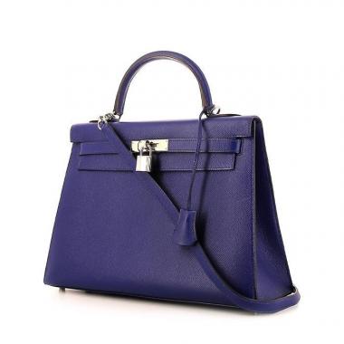 Hermes Kelly 32 cm handbag in electric blue epsom leather