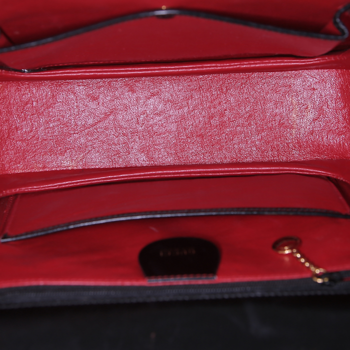 Gucci Bamboo handbag in black leather and bamboo - Detail D2