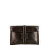 Hermes Jige pouch in brown box leather - 360 thumbnail