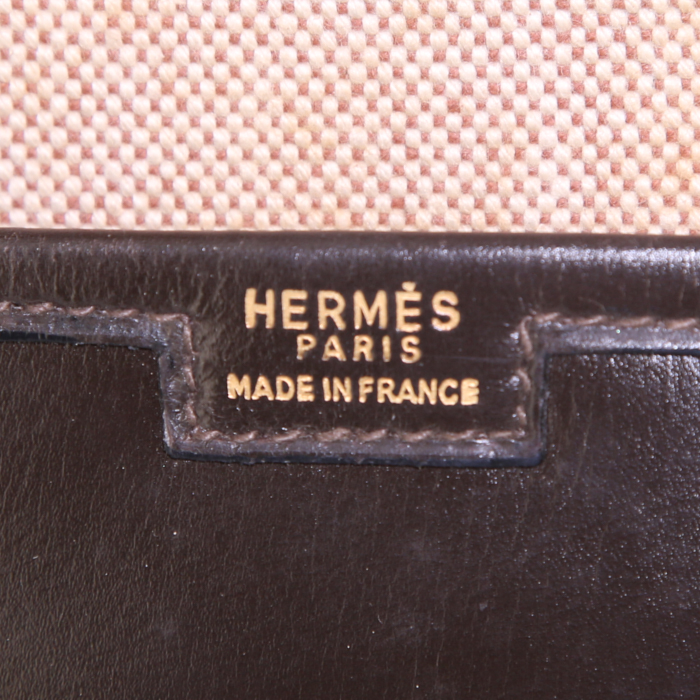 Hermes Jige pouch in brown box leather - Detail D3