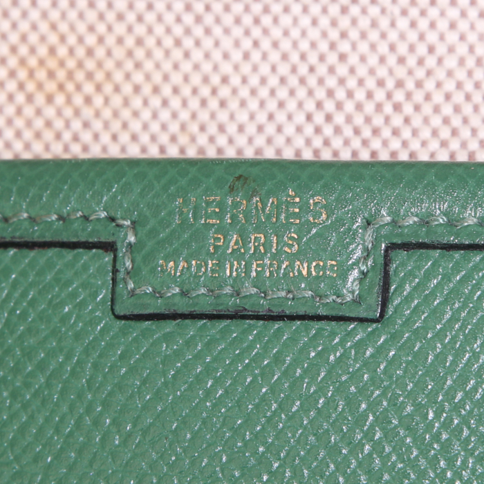 Pochette Hermès  Jige modello grande  in pelle Courchevel verde - Detail D3