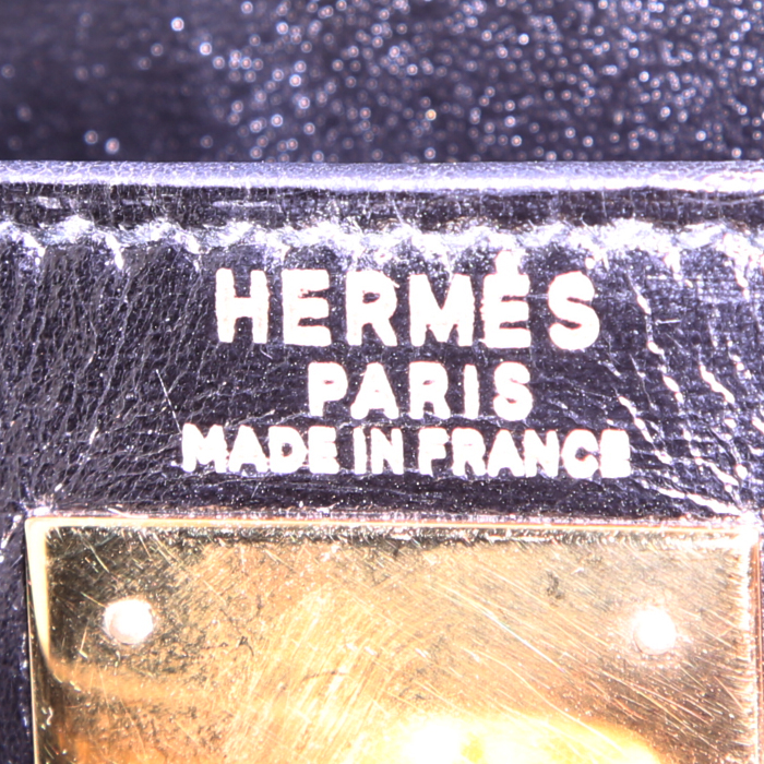 Hermes Kelly 28 cm handbag in black box leather - Detail D4