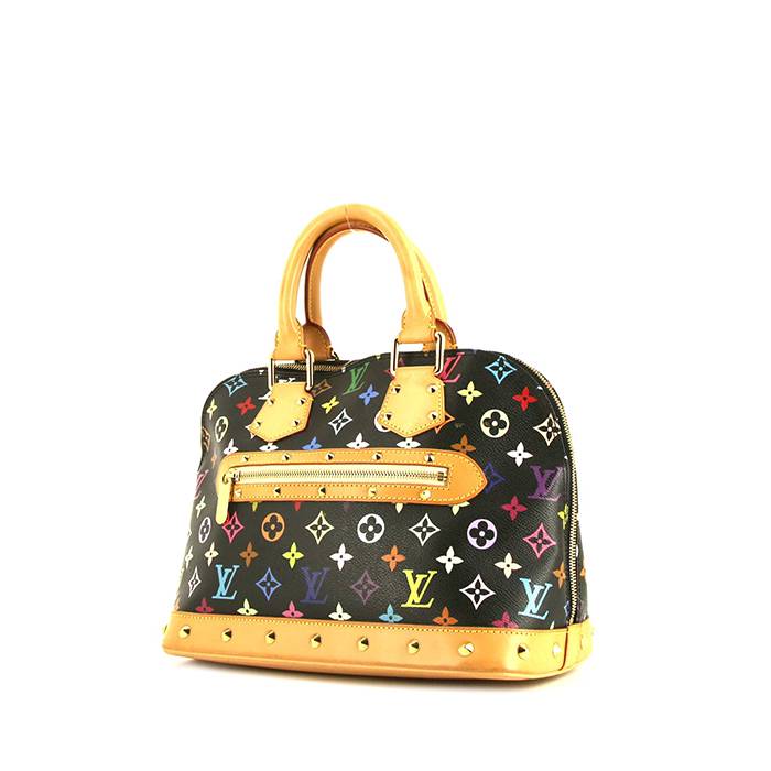 Louis Vuitton Alma handbag in black multicolor monogram canvas and natural leather - 00pp