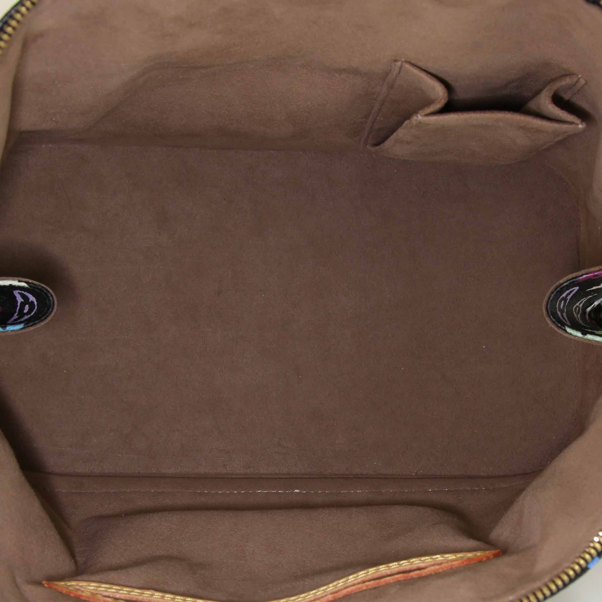 Borsa Louis Vuitton Alma in tela monogram multicolore nera e pelle naturale - Detail D2