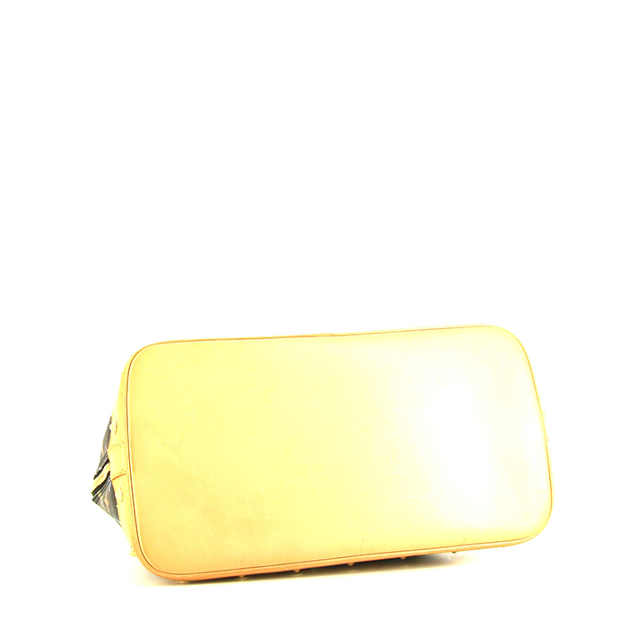 Borsa Louis Vuitton Alma in tela monogram multicolore nera e pelle naturale - Detail D4