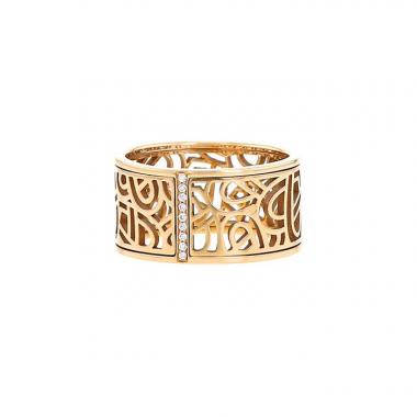 Poiray Coeur Fil ring in pink gold and diamonds
