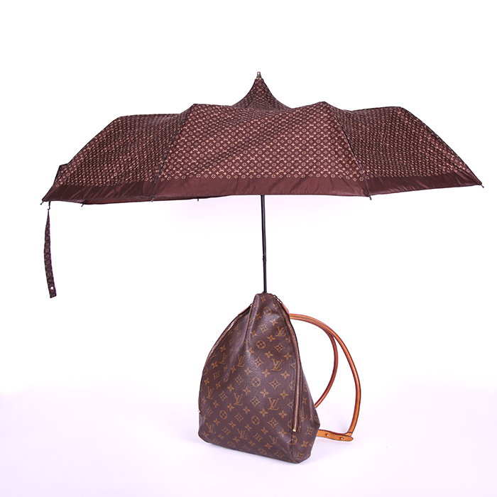 Zaino Louis Vuitton Louis Vuitton Editions Limitées in tela monogram marrone e pelle naturale - Detail D1