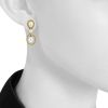 Articulated Buccellati earrings for non pierced ears in yellow gold,  white gold and pearls - Detail D1 thumbnail
