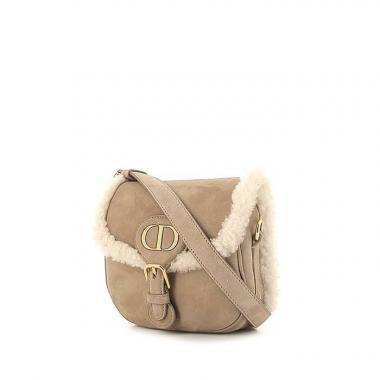 Sac bandoulière Dior Bobby petit modèle en mouton retourné beige