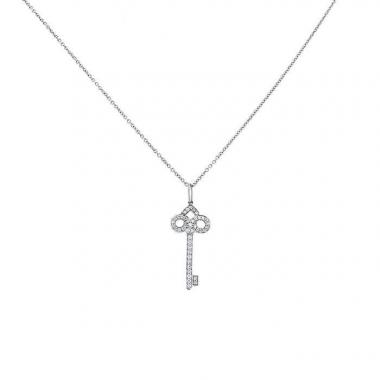 Collana Tiffany & Co Clé Fleur de Lys mini in platino e diamanti