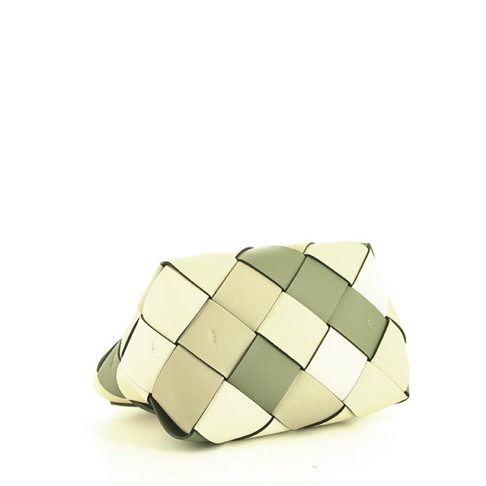 Bolso Cabás Loewe Woven en cuero trenzado verde y beige - Detail D5