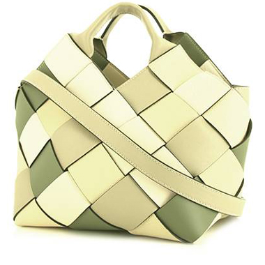 Bolso Cabás Loewe Woven en cuero trenzado verde y beige