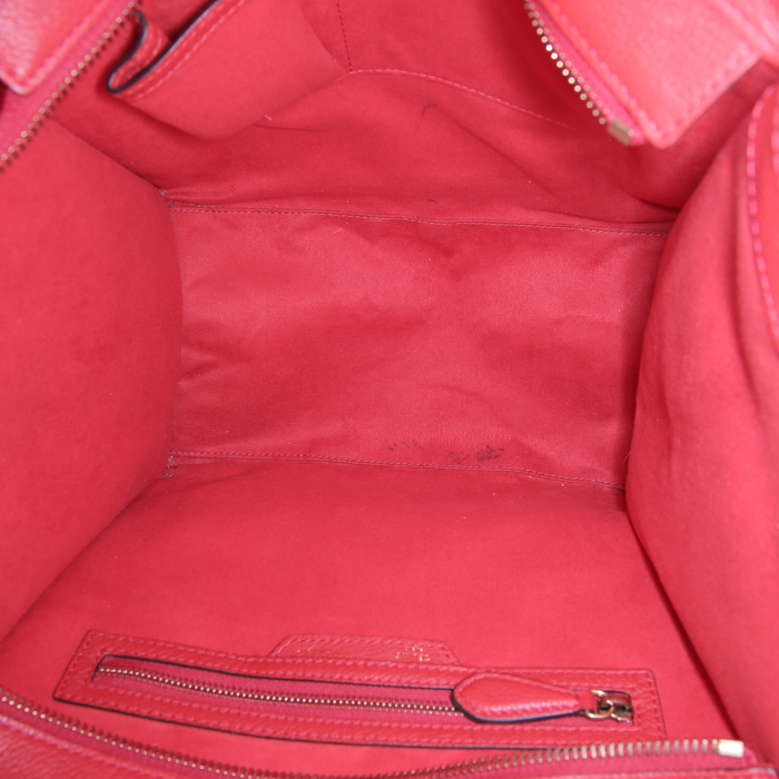 Bolso de mano Celine Luggage Mini en cuero rojo - Detail D2