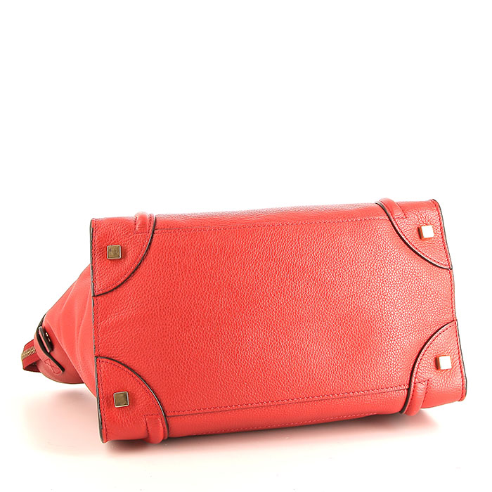Bolso de mano Celine Luggage Mini en cuero rojo - Detail D4