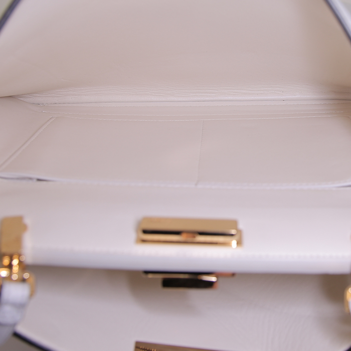 Pochette Fendi Peekaboo en poulain rouge , rose beige et marron et cuir crème - Detail D3