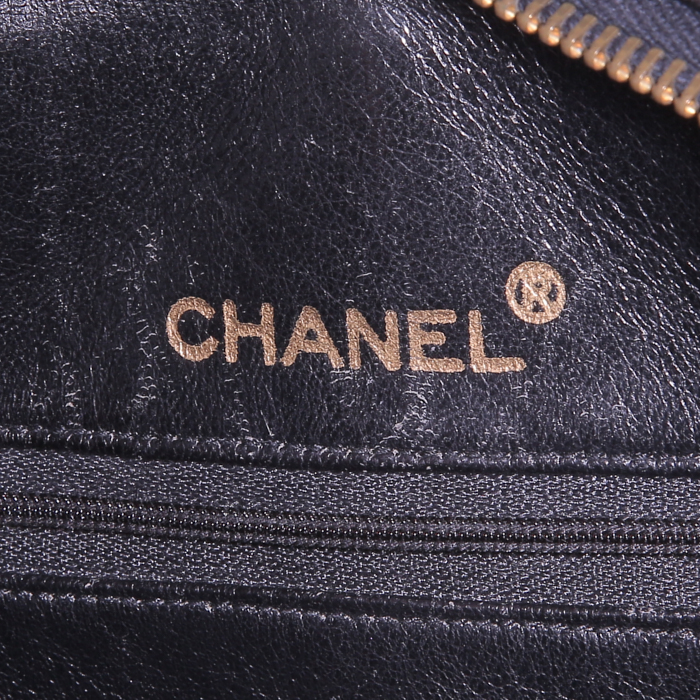 Borsa a spalla Chanel Vintage in pelle trapuntata nera - Detail D3