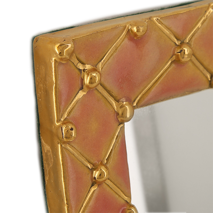 Mithé Espelt, old mirror, in embossed and glazed earthenware, smooth gold, from the 1940's - Detail D2