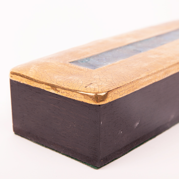 Mithé Espelt, large chest by Mithé Espelt, in embossed earthenware, crackled gold and crystallized glass, oak base, from the 1950's - Detail D2